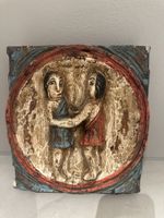 Antikes Holzrelief, Handgeschnitzt,Horoskop Zwilling
