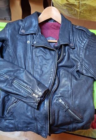 Damen Motorrad Lederjacke schwarz 