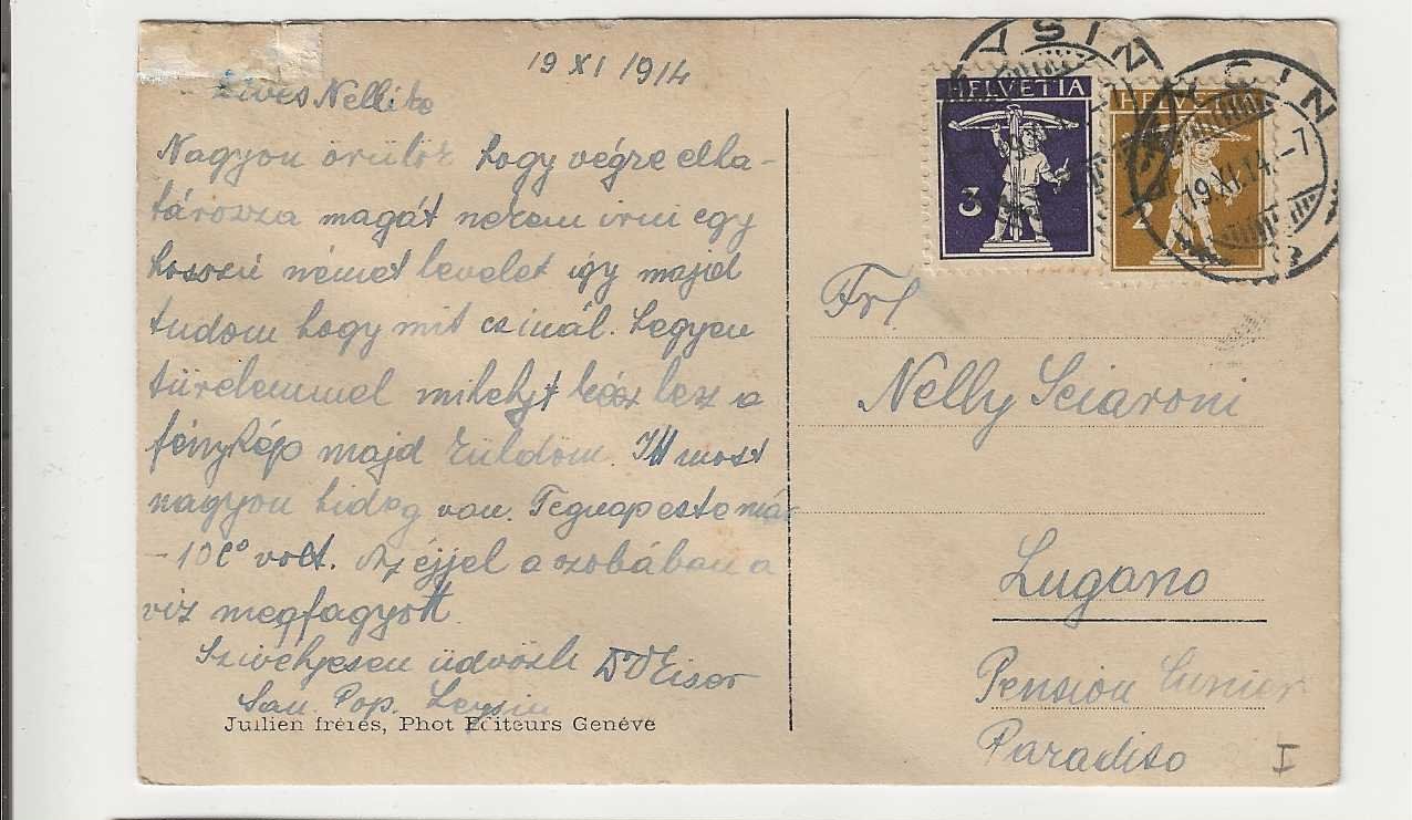 Cartoline postali: Leysin, 1914 – Usato da Spiez venduto da Niesen20 1