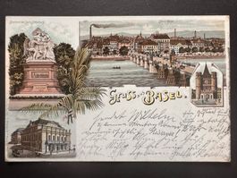 Postkarte Gruss aus Basel 1897 Litho (P446)