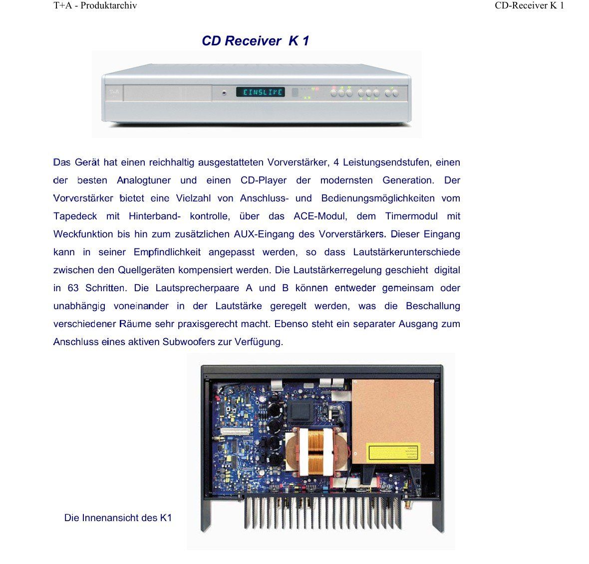 T+A Ricevitori: High End CD / DVD - Receiver T+A K1 – Usato da Dietwil venduto da dir_kwy5 5