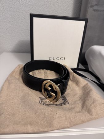 Gucci Gürtel Interlocking G, Leder, Schwarz, Top Zustand!
