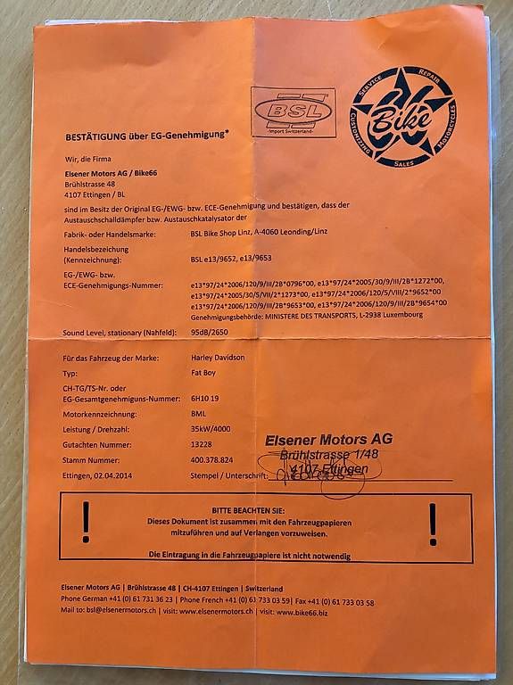 Harley-Davidson Échappements: BSL Auspuff Harley Fatboy 1994 – D'occasion à Unterentfelden par sumatic 1