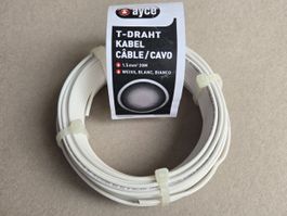 T-Draht Kabel 1.5mm² 20m weiss – neu