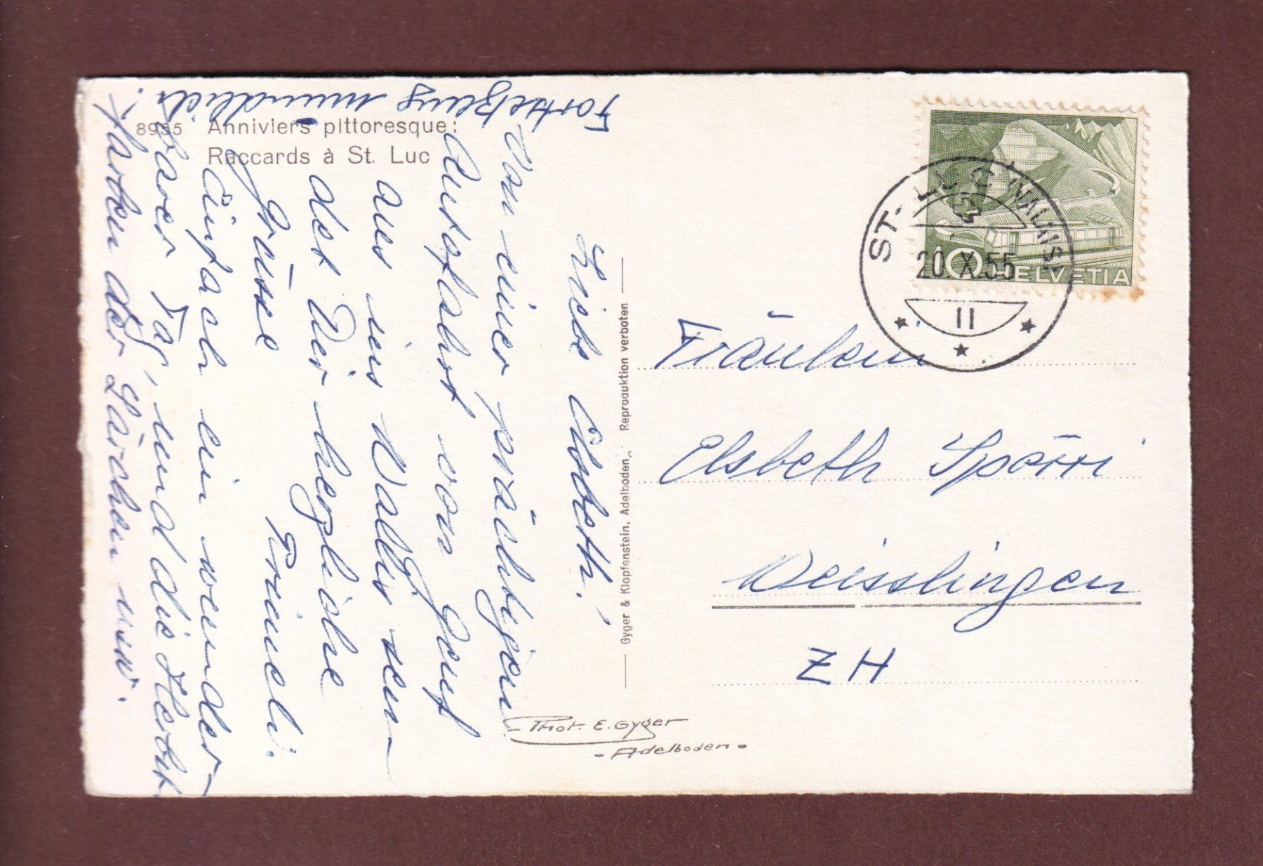 Cartoline postali: Raccards à ST. LUC - 1955 – Usato da Pully venduto da nicecards-shop 1