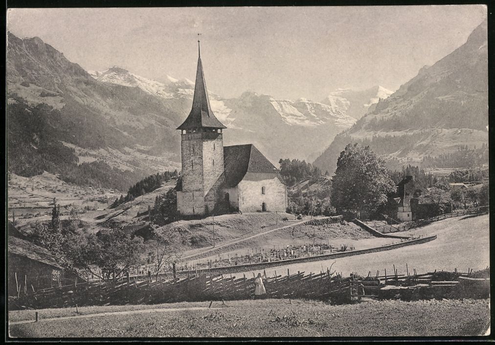 Fotografie &  Plakate: Fotografie Frutigen, Kirche mit Friedhof – Gebraucht aus Berlin von bartko-reher