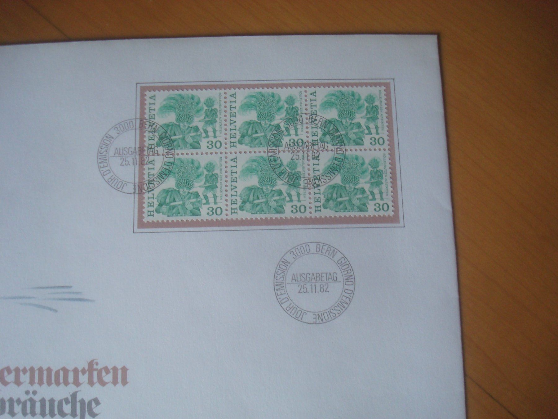 Tutti i francobolli: 1982 schöner Grossbrief Schweiz 6er Block – Usato da Gordola venduto da Polentaefung 1