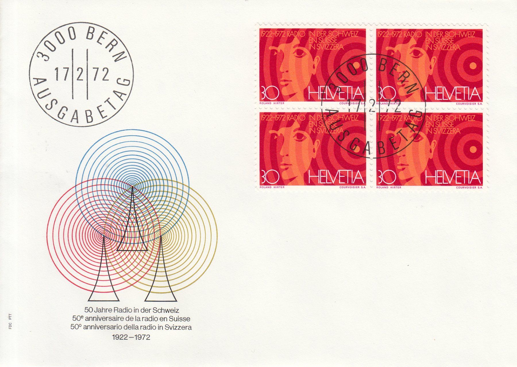 Alle Briefmarken: SBK 505 - 508 im 4er-Block FDC – Gebraucht aus Bürglen TG von StampGraf 3