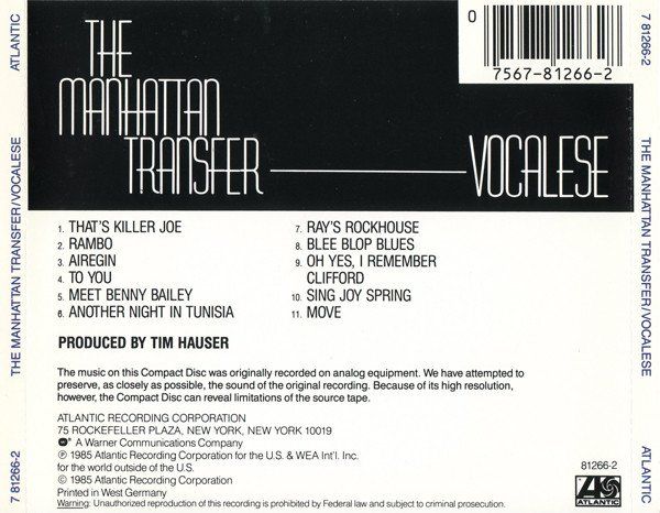 CDs: the Manhattan Transfer - Vocalese – Gebraucht aus Unterbäch von dadin 1