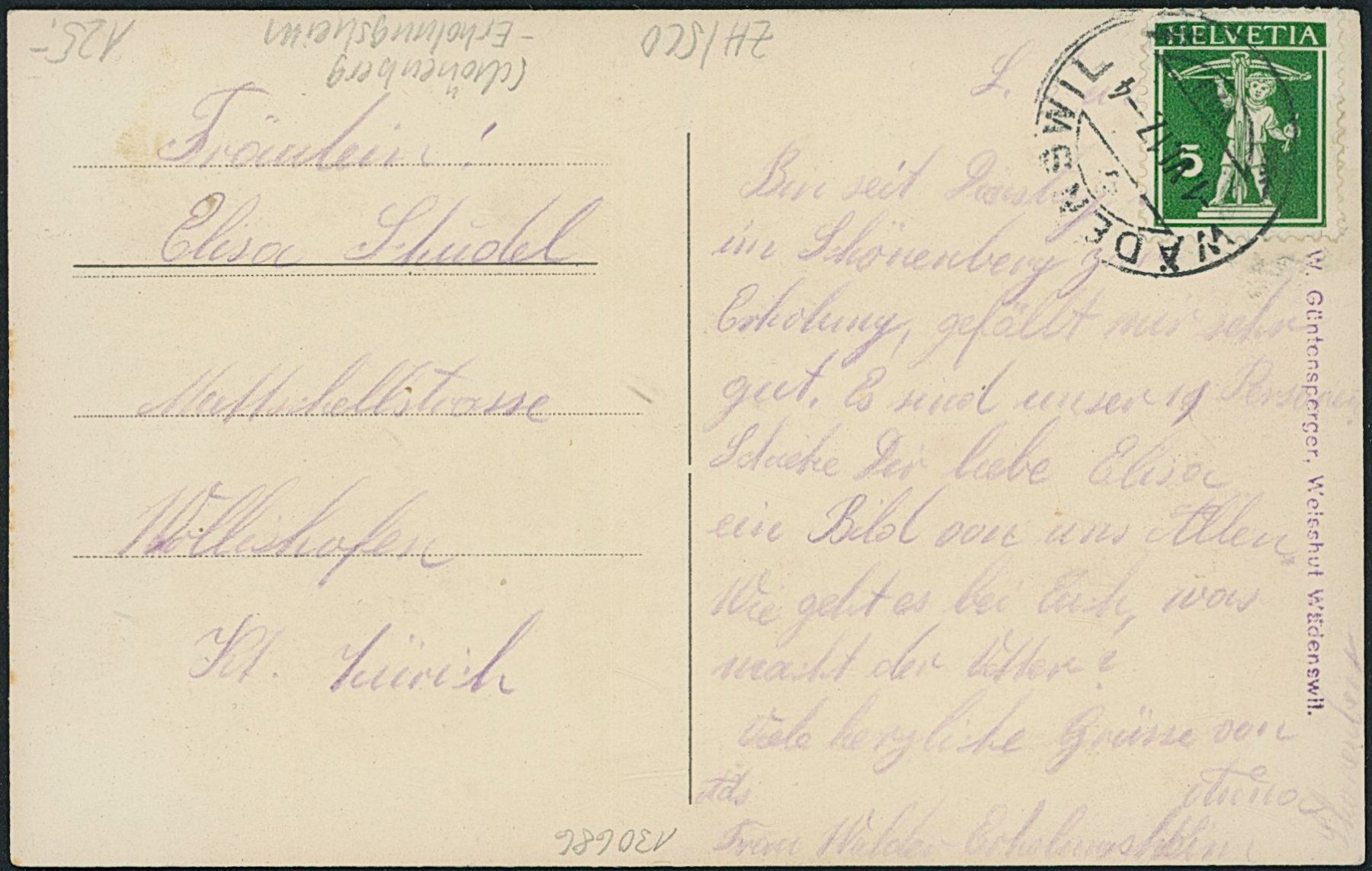 Cartoline postali: ZH Schönenberg - Wädenswil – Usato da Schindellegi venduto da leecollect 1