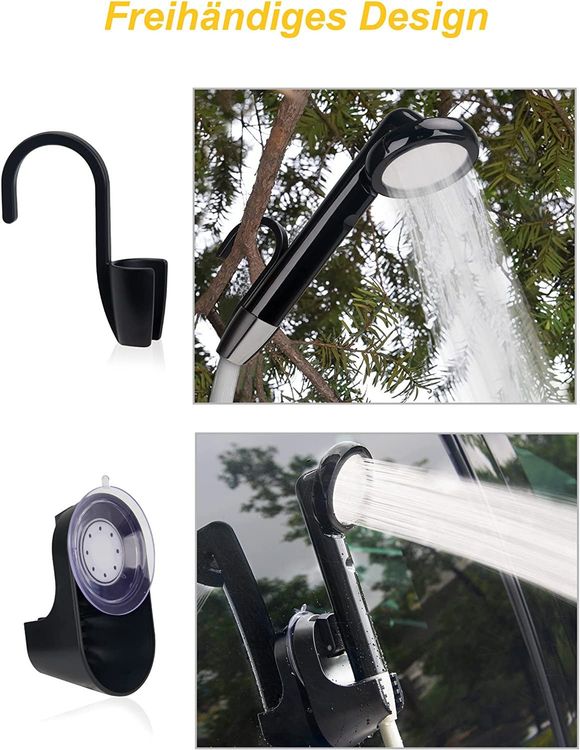 Campingdusche Akku Mit Pumpe 6000mAh, Tragbare Camping Dusche Mit Wiederaufladbar Pumpe & Mobile