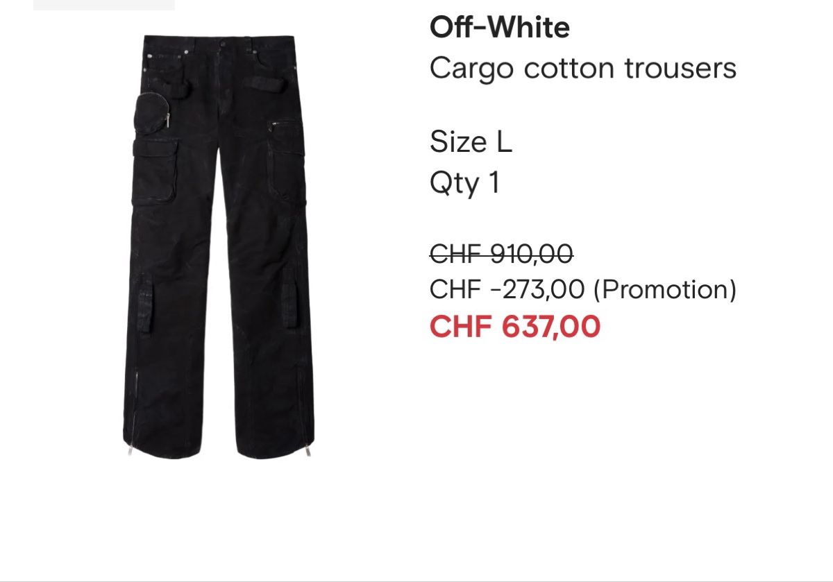 Off-White Pantaloni: Off white cargo pants L – Usato da Giubiasco venduto da Darkemperor 4