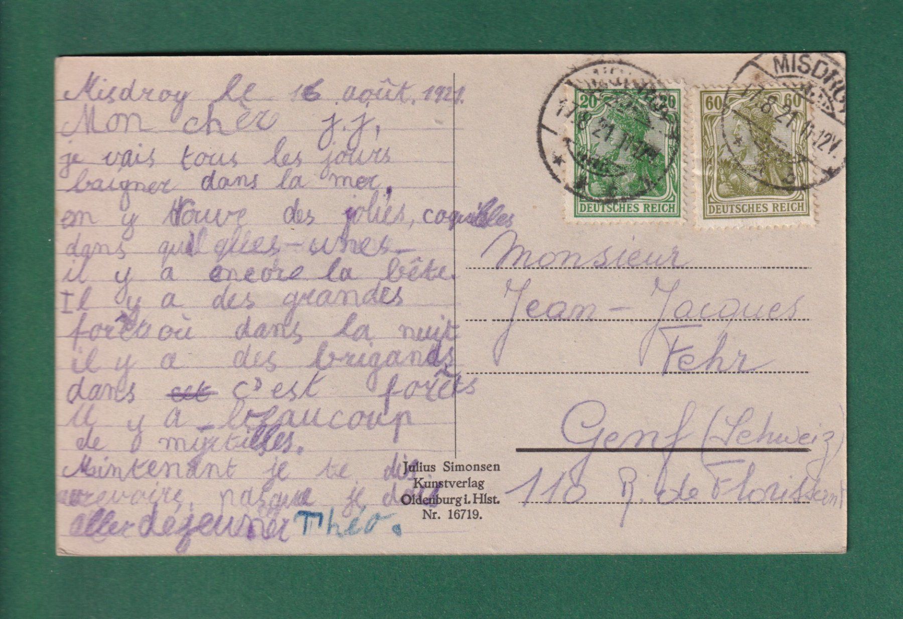 Cartoline postali: Polen - OSTSEEBAD MISDROY - 1921 – Usato da Pully venduto da nicecards-shop 1