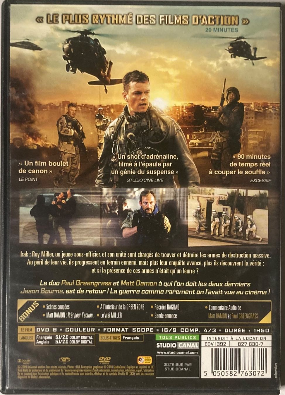 Tous les DVDs: MATT DAMON - GREEN ZONE – D'occasion à Poliez-Pittet par Newtown-Records 1