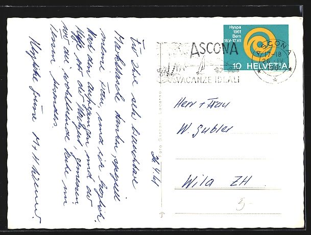 Cartoline postali: AK Ascona, Strassenpartie mit Turm, 1961 – Usato da Berlin venduto da bartko-reher 1