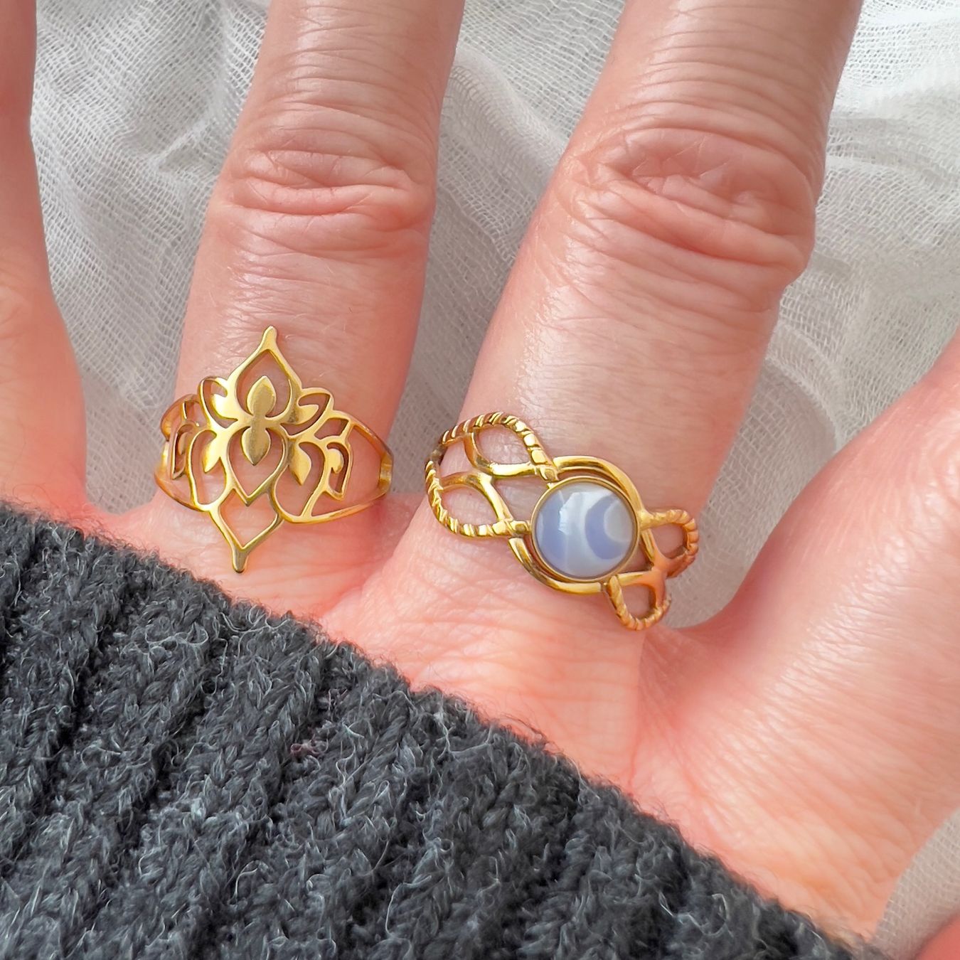 Anelli: Bague Lotus - Lotus Edelstahlring – Nuovo (secondo la descrizione) da Pully venduto da sunaddict 4