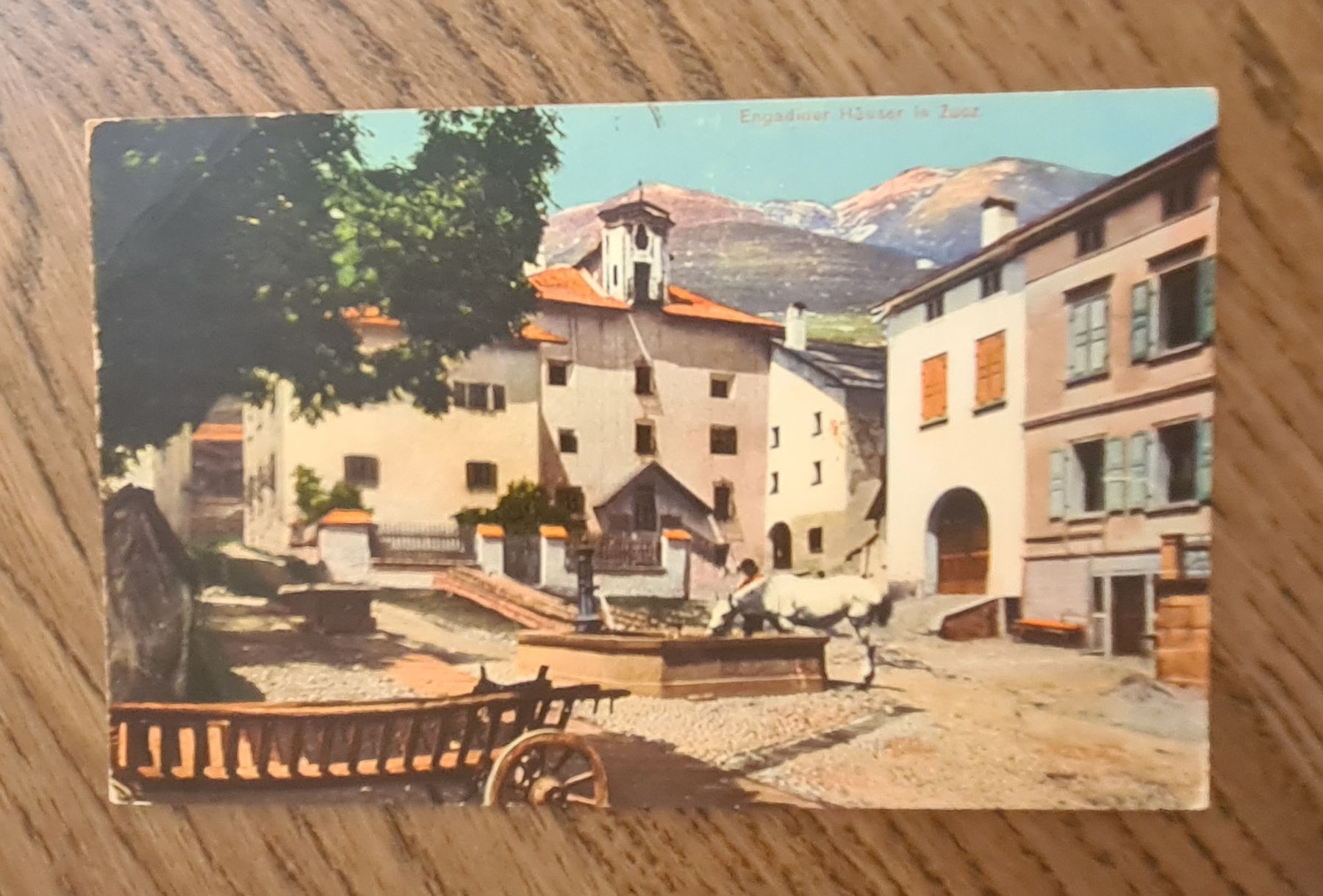 Cartoline postali: Engadinerhäuser in Zuoz 1910 – Usato da Ebikon venduto da Donar50