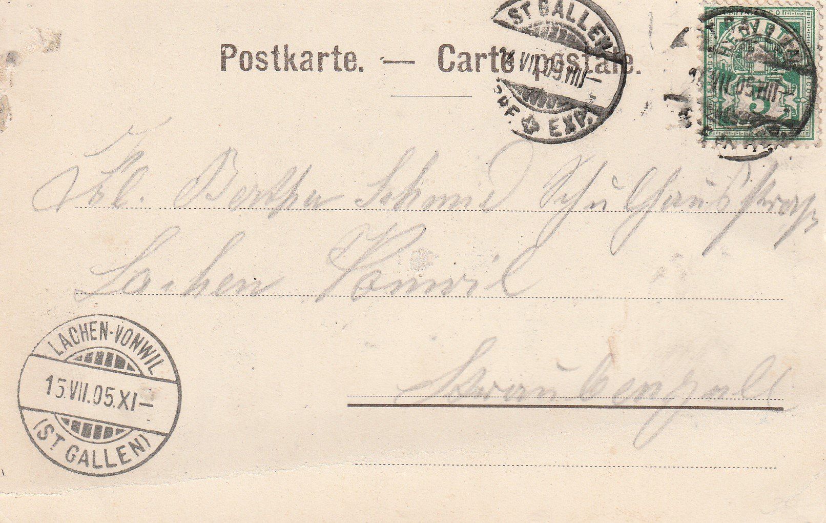 Cartoline postali: St.Gallen-Bahnhof--1905 – Usato da uttwil venduto da Koehlerfred 1