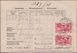 1918, Nr.142 auf Rückmeldezettel BASEL nach DANZIG, RAR!