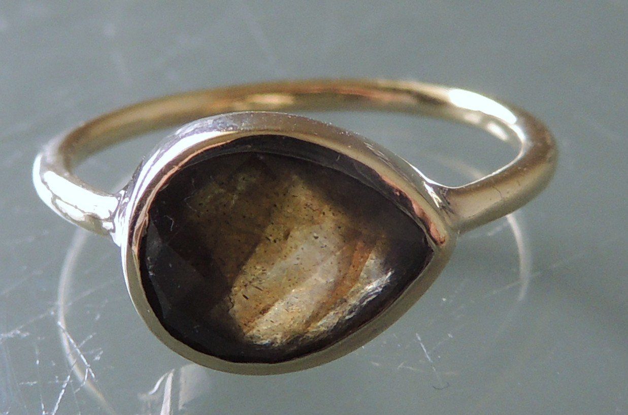 Anelli: LUCAS JACK vergoldeter Silber 925 Fingerring mit Labradorit – Usato da Waldenburg venduto da schaller707 1