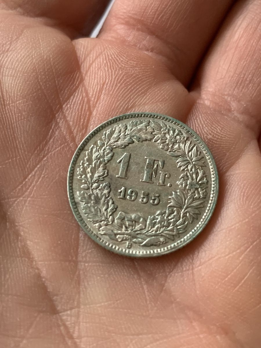 Tutti le monete: 1 Fr. Silber Münze 1955 Schweiz – Usato da Lyss venduto da nekoreh 2