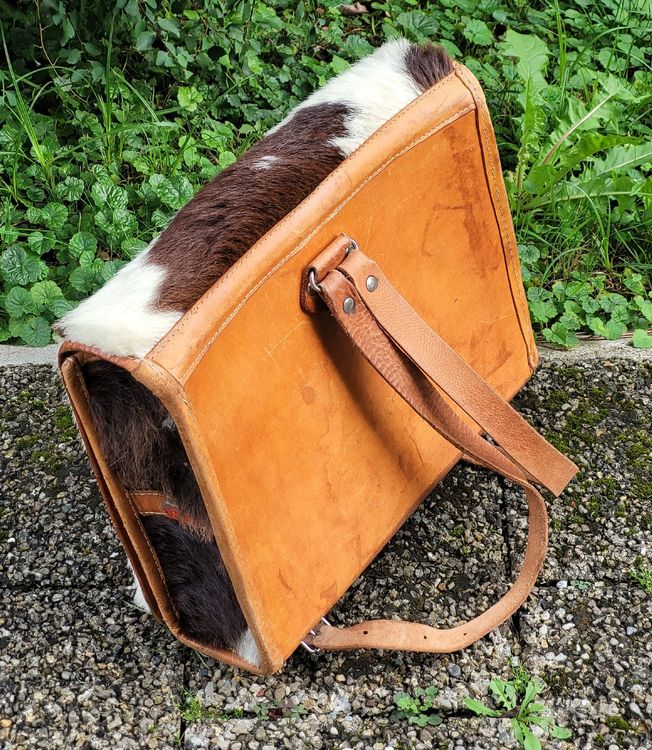 🇨🇭 Toller Vintage Schulerthek Ziegenfell Swiss Made Manor