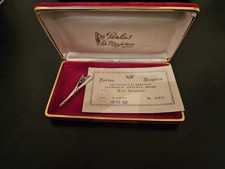 Fermacravatta Perlas Majorca argento 800/1000 Vintage!