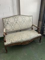 Canapé deux places ancien tissu jacquard style Louis XV L135