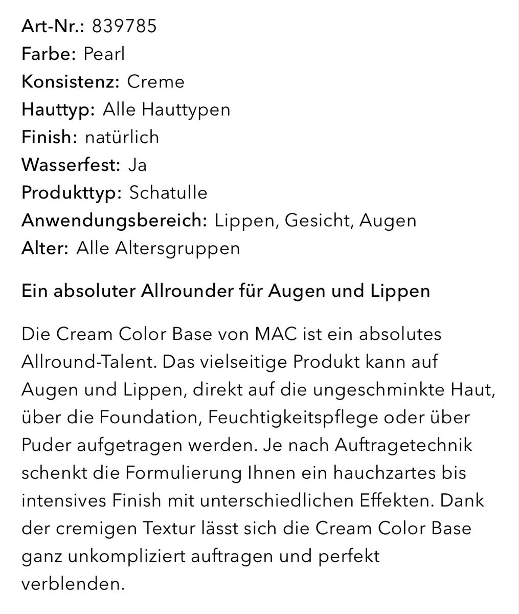 Mac Cosmetics Make-up: MAC Cream Colour Base Pearl, Allrounder,Neu! – Nuovo e nell'imballaggio originale da Zürich venduto da deruja 5