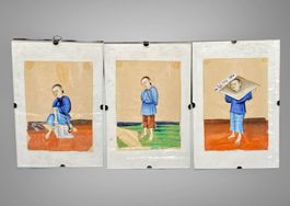 Très anciennes gouaches chinoises "CHÂTIMENTS" papier de riz