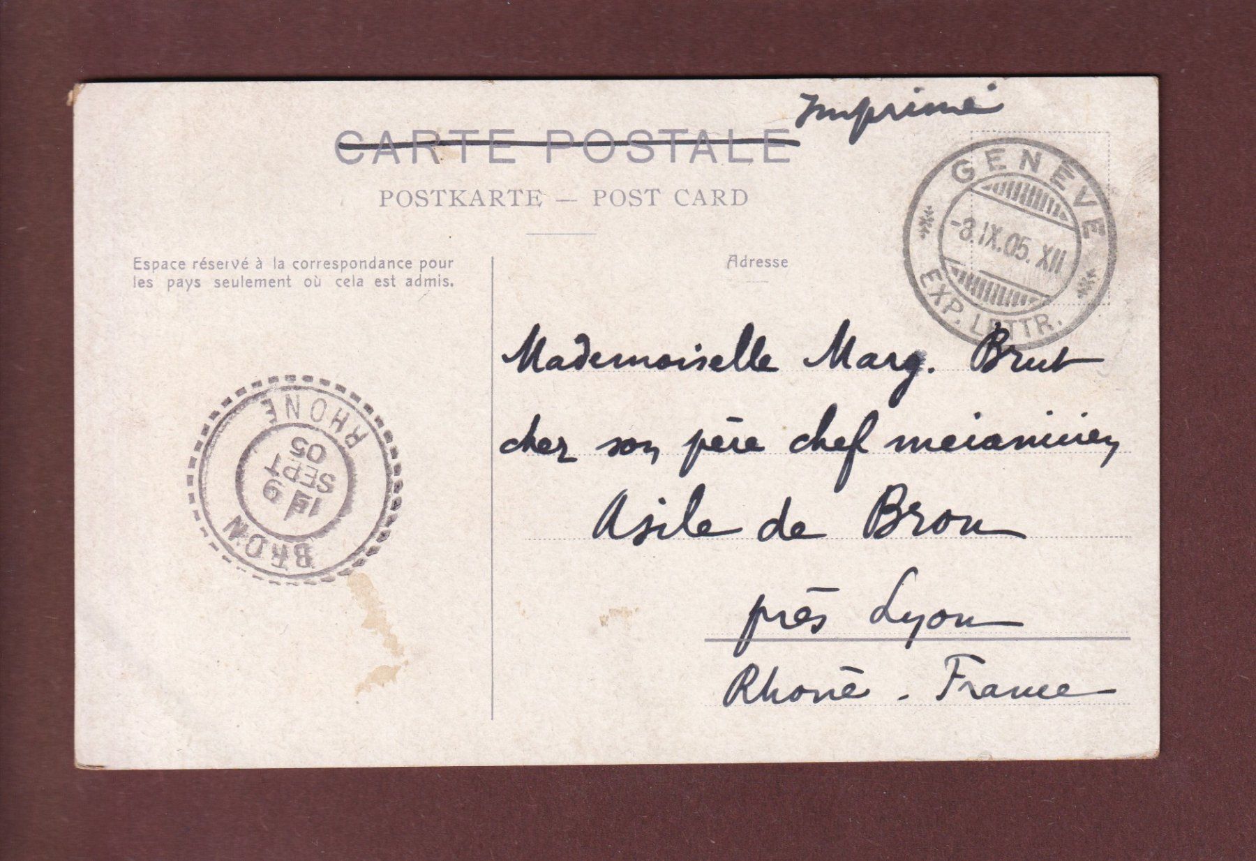Cartoline postali: GENEVE - Ecluses du Rhône - 1905 – Usato da Pully venduto da nicecards 1