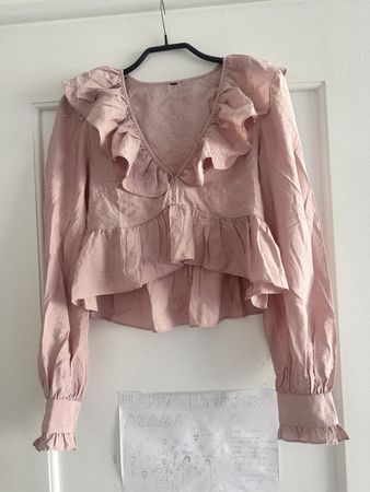 Sommerbluse mit Rüschen, altrosa, Grösse 36 - Neuwertig!