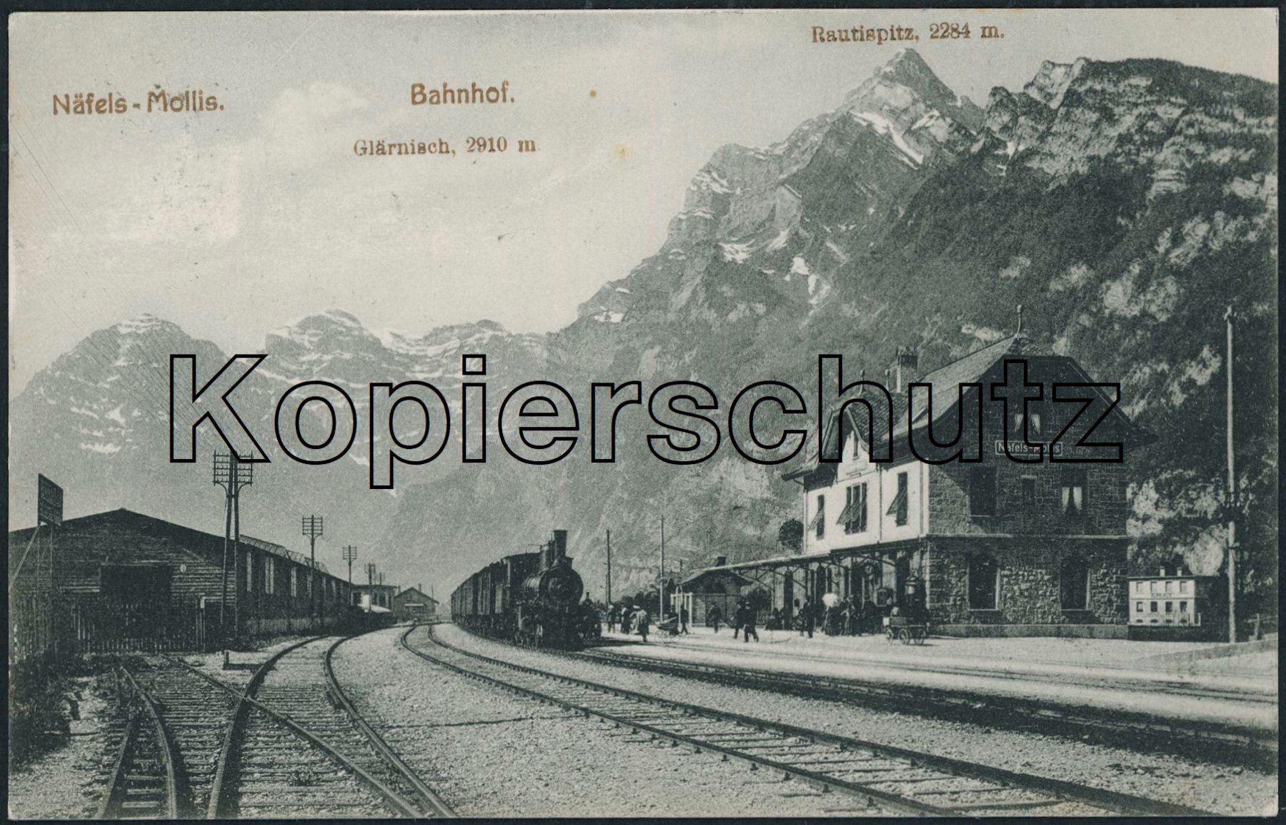 Cartoline postali: GL Näfels Mollis - Bahnhof - Bahn – Usato da Schindellegi venduto da leecollect