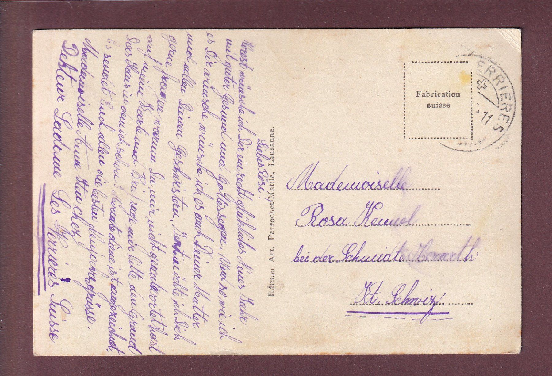 Cartoline postali: LES VERRIERES - Avenue de la Gare – Usato da Pully venduto da nicecards-shop 1