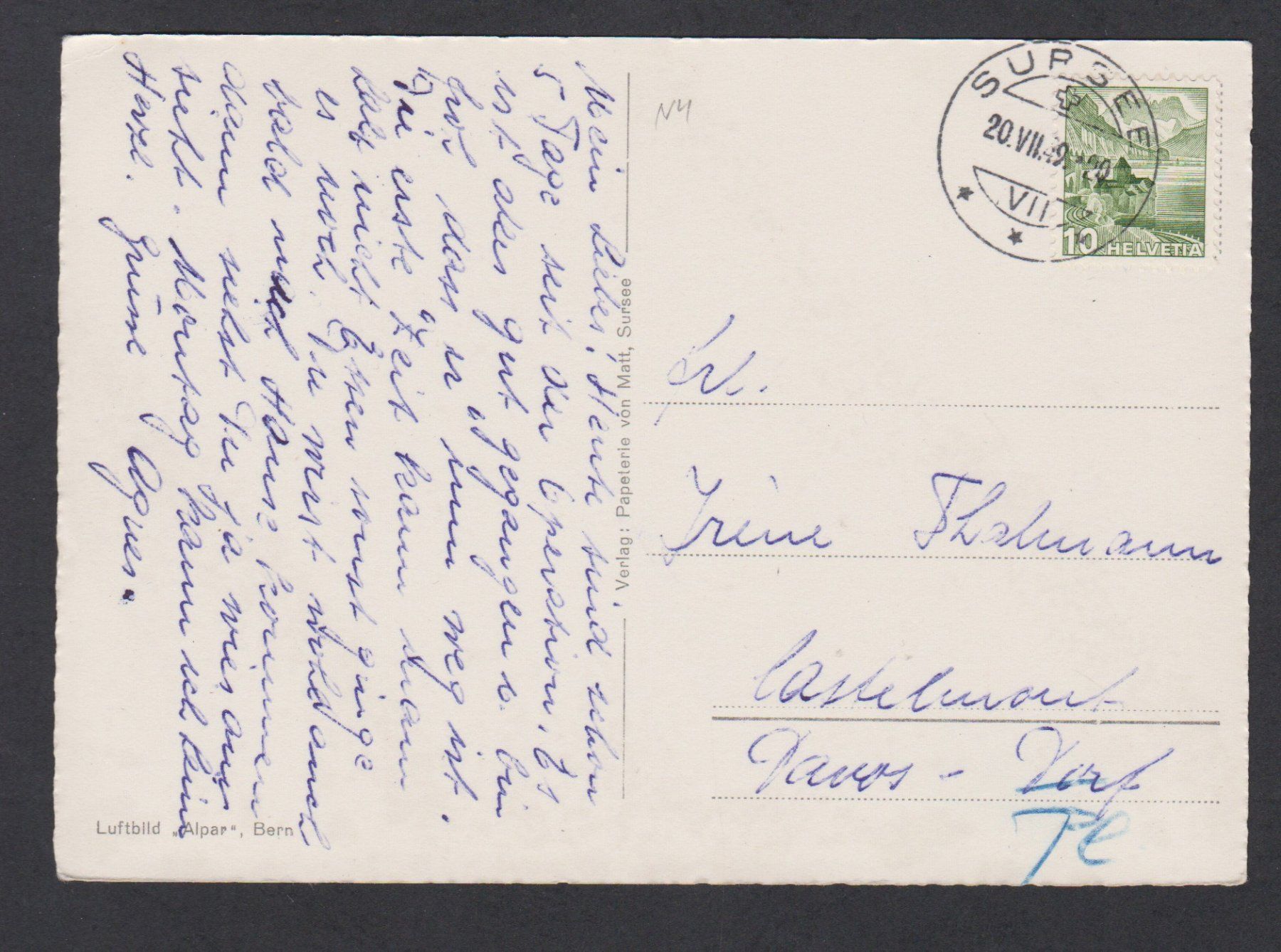 Cartoline postali: Sursee  LU   :   ältere Ansichtskarte um 1949 – Usato da Vitznau venduto da Ropaku 3