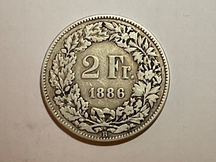 Tutti le monete: Schweiz 2 Fr. 1886 Helvetia Silber – Usato da Wolfhalden venduto da Wolkar