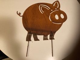 Schönes Schwein, aus rostigem Blech- Geeignet für Deko-Gart.