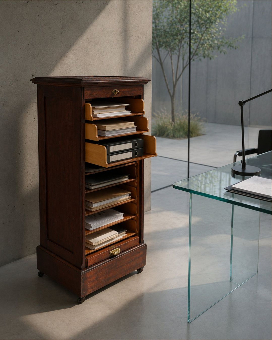 Commodes: MEUBLE DE BUREAU À VOLET ROULANT – D'occasion à Moutier par Vintage-signature 4
