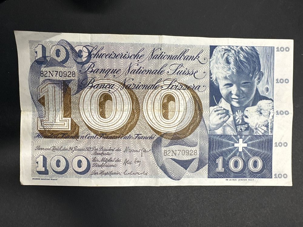 100 Fr.-Note Schweiz 1972 (Gebraucht) in Herisau für CHF 23 – mit ...