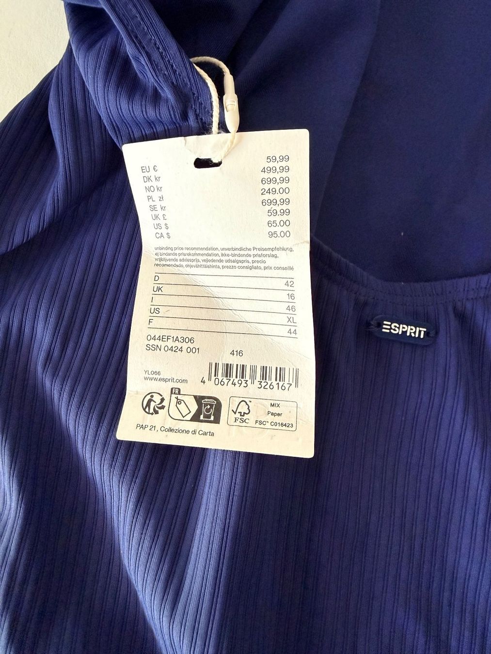 Esprit Costumi da bagno & Bikini: ESPRIT, Badekleid, Grösse 42, Farbe Dunkelblau – Nuovo e nell'imballaggio originale da Rudolfstetten venduto da gst_g7xl 5