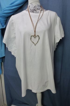 KAPALUA 3XL SHIRT WEISS SOMMER BAUMWOLLE ÄRMEL SPITZE EDEL
