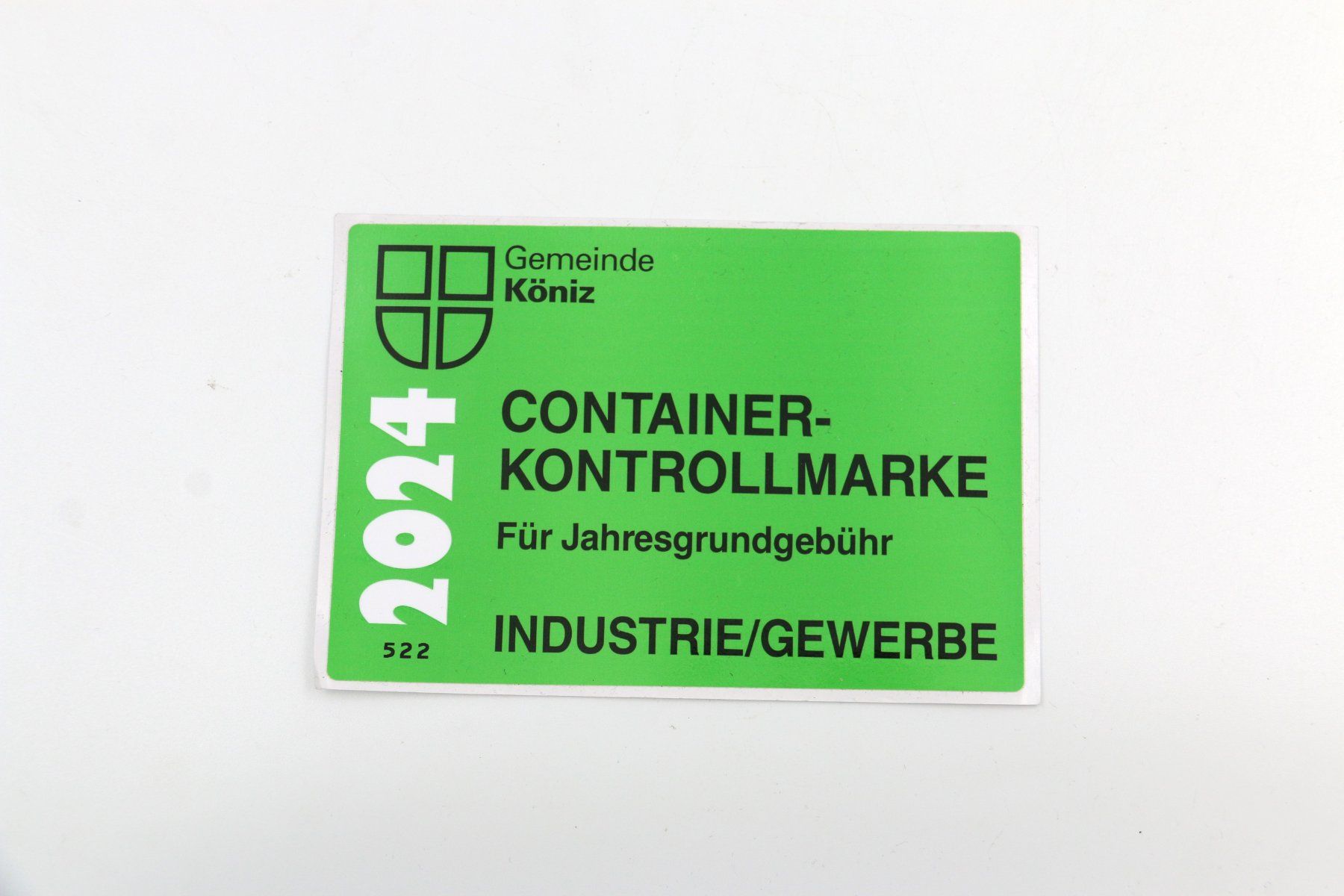 Baucontainer: Container Kontrollmarke Gemeinde Köniz (17618) – Neu (gemäss Beschreibung) aus Zürich von fundsachenverkauf
