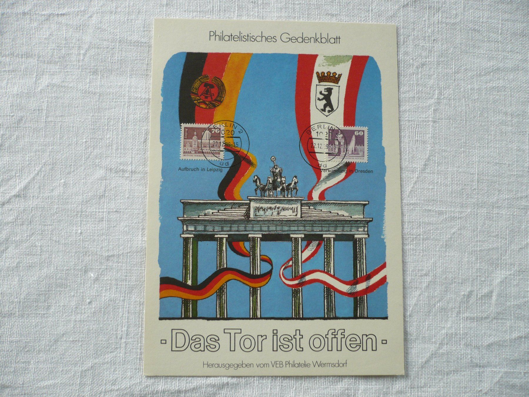 Tutti i francobolli: D 1989 Gedenkblatt "Das Tor ist offen" – Usato da Zürich venduto da saltandpepper008
