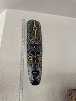 Handbemalte Holzmaske 48 cm  Wanddeko, Tribal / Vintage