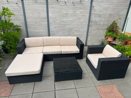 Lounge Rattan Kunststoff antrazithfarben
