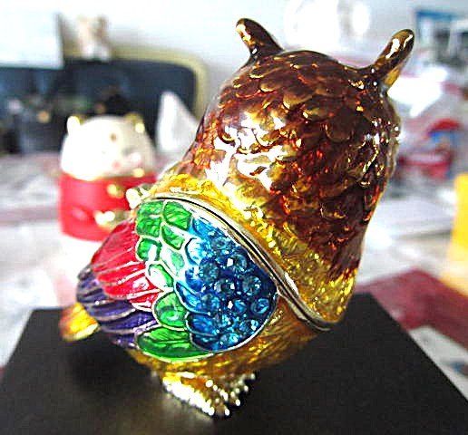Figuren: Pillen/Schmuck Dose - gr. EULE Messing/Strass - Traum! – Neu (gemäss Beschreibung) aus Goldach von bonnyrio 2