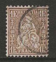 1863 : Sitzende Helvetia Nr. 36a : KP 600.-- geprüft