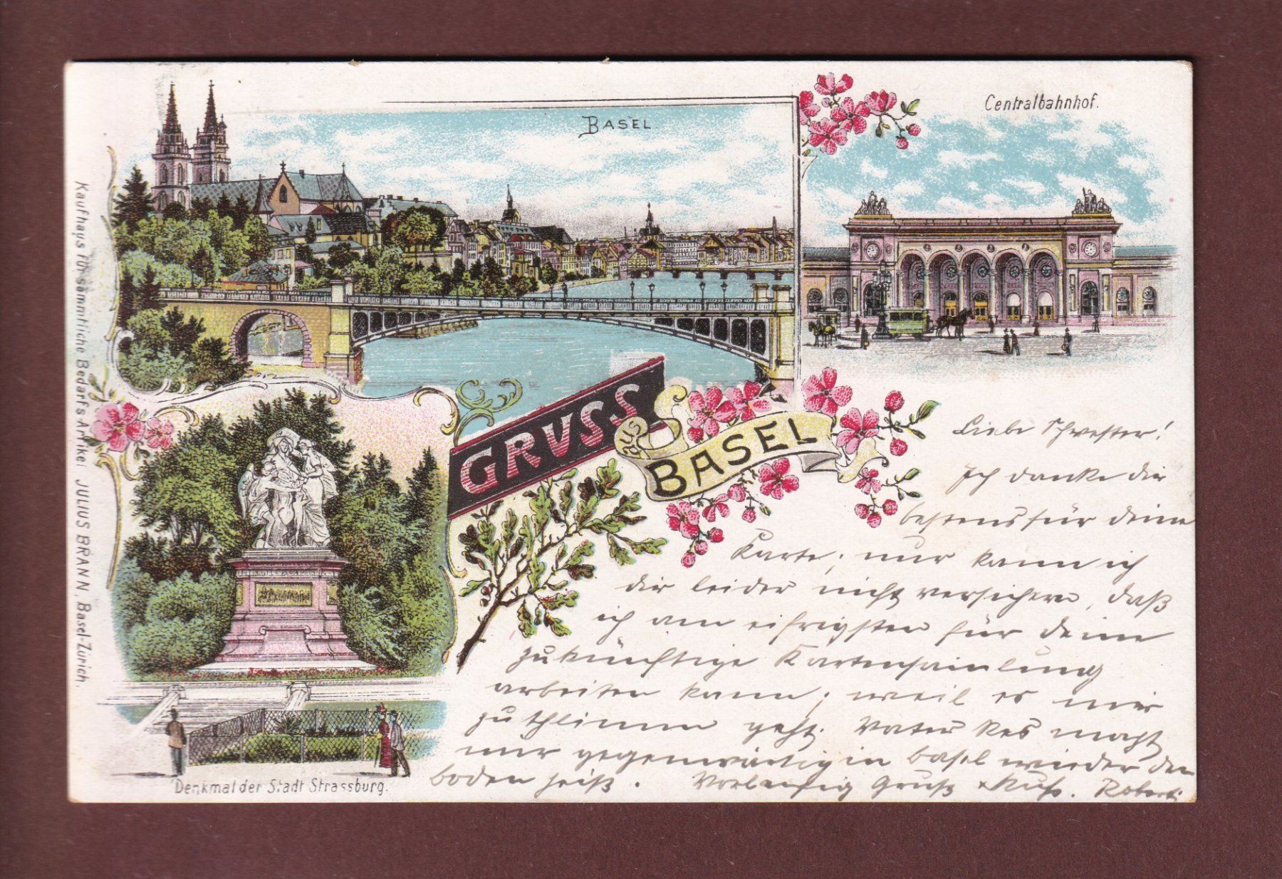 Cartoline postali: Gruss aus BASEL - 1900 UPU - Litho Brann – Usato da Pully venduto da nicecards