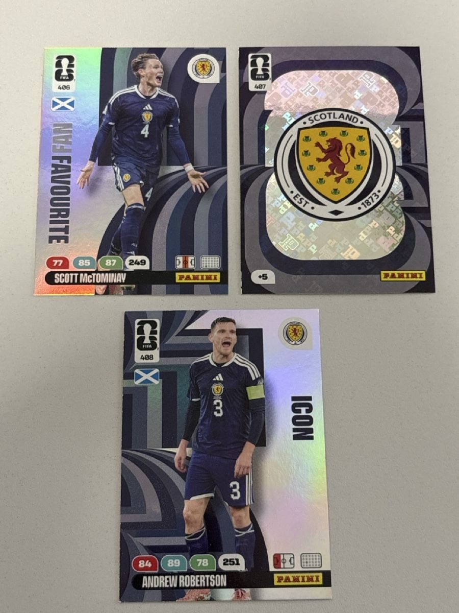 Panini Carte collezionabili: Panini 2026 - 406/407/408 - Scotland – Nuovo (secondo la descrizione) da Oberbuchsiten venduto da Bananefrappe93