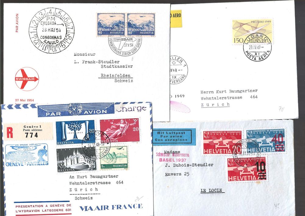 4 Flugpost Briefe - KP 235.-- (Gebraucht) in Gümligen für CHF 20 – mit ...